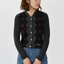 【P5倍】GANNI ガニー カーディガン トップス ARGYLE KNIT CARDIGAN K2284 レディース グレー アーガイル柄 ボタン開閉 長袖 Vネック ウール sp_t
