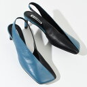 JILSANDER ジルサンダー パンプス ミュール レザースクエアトゥ J16WL0008 P6441 レディース ブルー ブラック バックストラップ バイカ...