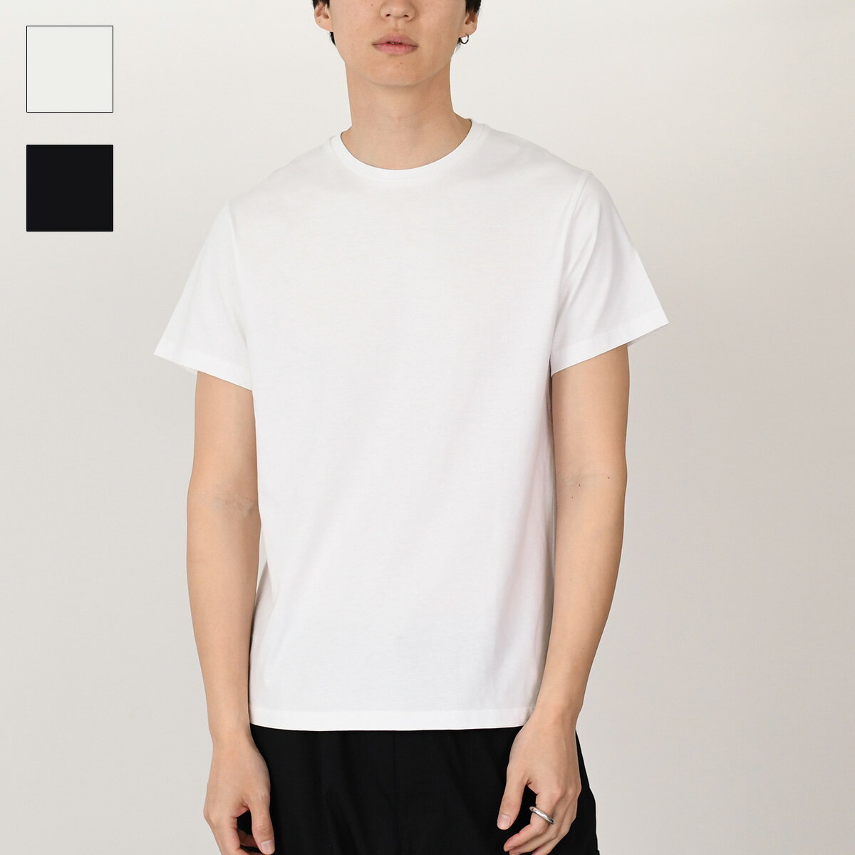 JILSANDER ジルサンダー Tシャツ トップス カットソー クルーネックTシャツ J21GC0002 J45084 メンズ ブラック ホワイト コットン 春 夏 半袖 無地 sstmcp