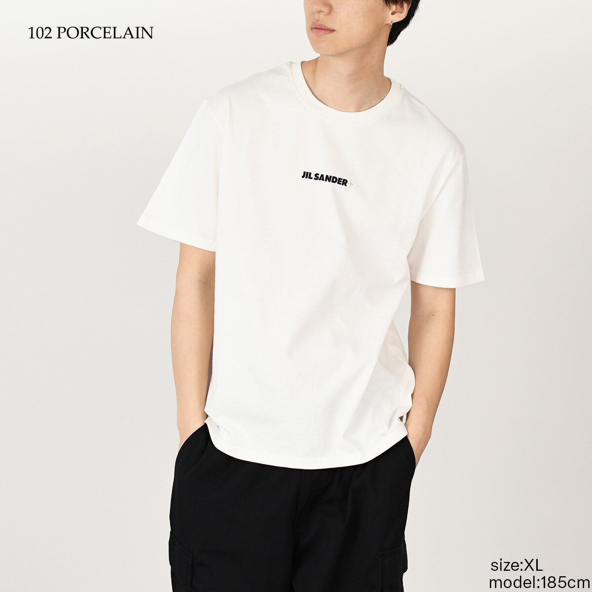 JILSANDER ジルサンダー Tシャツ トップス ロゴT クルーネックTシャツ J47GC0156 J20103 メンズ オフホワイト JIL SANDER＋ ワンポイントロゴ 半袖 春 夏 ミニロゴ sstmcp