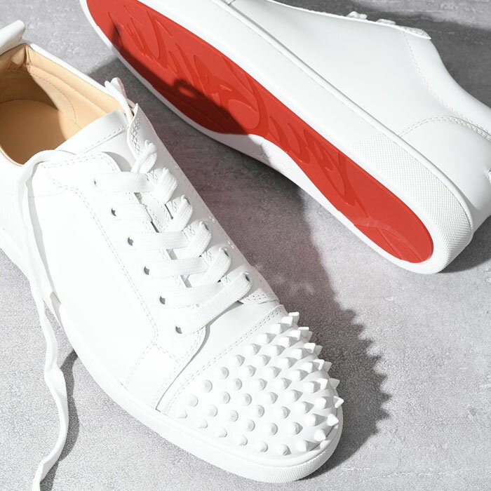 CHRISTIAN LOUBOUTIN クリスチャンルブタン Louis Junior スパイク スニーカー BIANCO ホワイト カーフスキン 靴 メンズ スタッズ ローカット 11305733047 【オススメ商品】