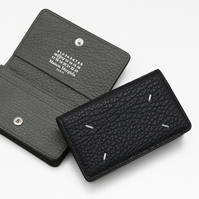 MAISON MARGIELA メゾン マルジェラ カードケース 名刺入れ 4ステッチ ユニセックス メンズ SA3VX0008P4455 レザー ブラック グレー 4ステッチ ビジネス