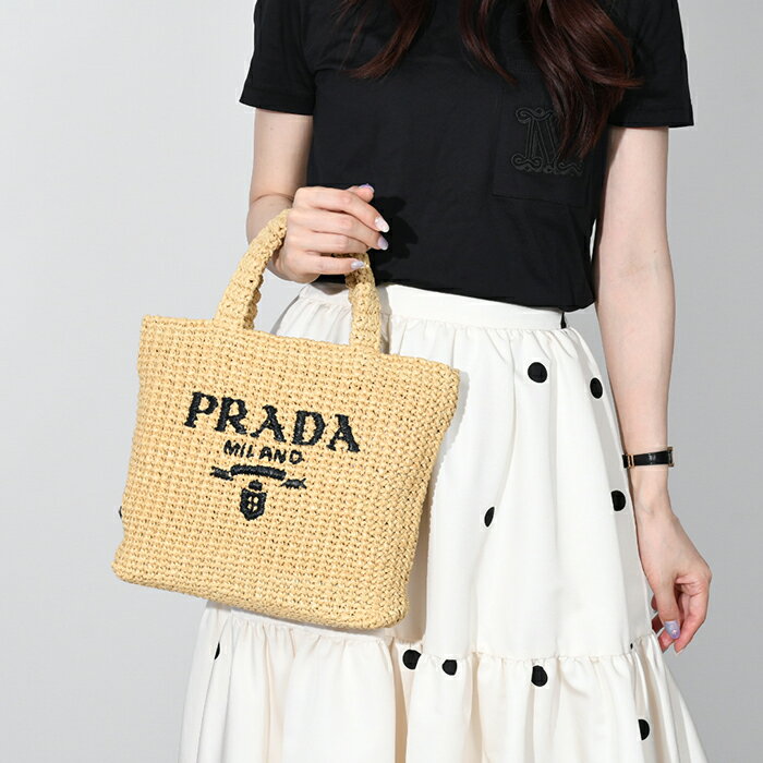 【8/25限定エントリーでポイント抽選！最大全額ポイントバック&P5倍】PRADA プラダ バッグ かごバッグ スモール ラフィア トートバッグ 1BG422 2A2T レディース ストロー ベージュ ハンドバッグ 春夏 かご 刺しゅう ロゴ 麦わら おすすめ 人気 ギフト プレゼント 秋5のサムネイル
