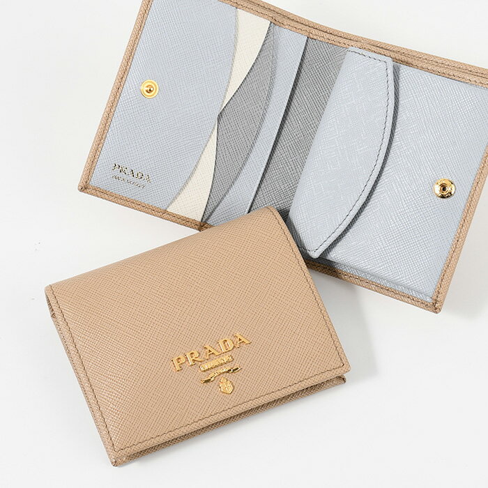 プラダ PRADA 財布 SAFFIANO バイカラー 2つ折り財布 二つ折り ロゴ ミニ財布 サフィアーノ レザー 折りたたみ財布 コンパクト NERO IBISCO ブラック ブルー 1MV204ZLPのサムネイル