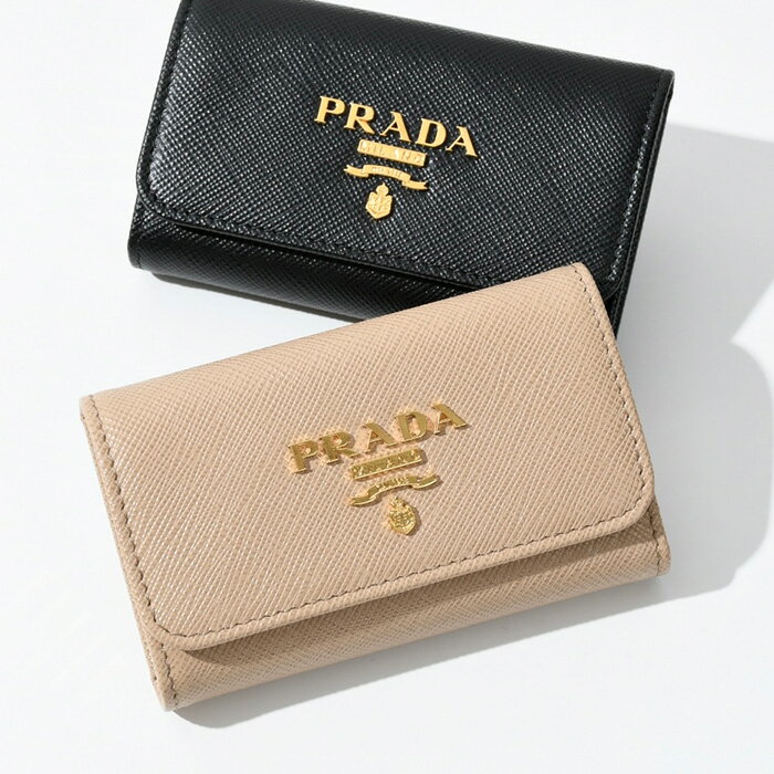 プラダ キーケース PRADA プラダ キーケース SAFFIANO バイカラー サフィアーノ キーホルダー ブラック ピンク ベージュ レザー 4連 ロゴ 1PG004 ZLP マルチカラー ギフト おすすめ