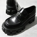 PRADA プラダ ローファー シューズ 2DE129 B4L 靴 NERO ブラック 黒 エナメル ロゴ モノリスブラッシュドローファー メンズ 男性 トライアングルロゴ 三角ロゴ