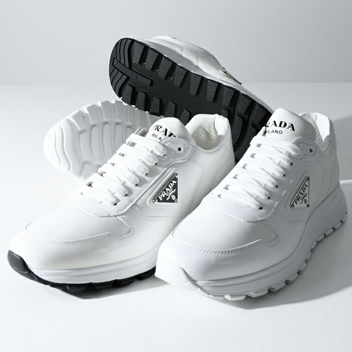 【全商品対象P3倍！】PRADA プラダ スニーカー PRAX ブラッシュドレザー Re-Nylon 2EE369 3LKI ロゴ メンズ ホワイト WHITE 白 ローカット レースアップ おすすめ 人気 ギフト プレゼントのサムネイル