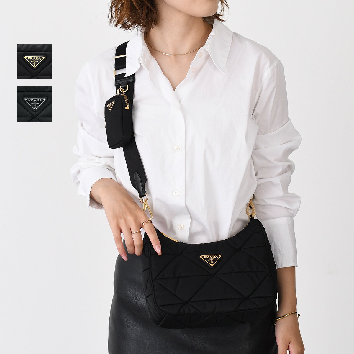 【美品】PRADA ナイロン キルティング バッグ セール】プラダ*キルティングナイロンショルダーバッグ*1BH910