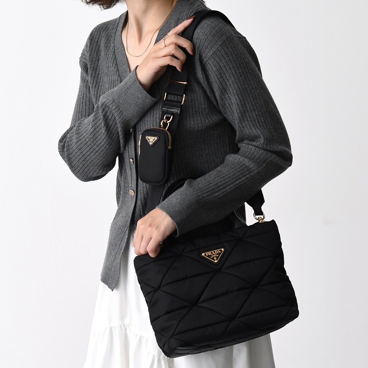 楽天市場】prada プラダ パデッド 2wayトートバッグ ブラック