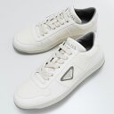 PRADA プラダ スニーカー シューズ 靴 ダウンタウンナッパレザースニーカー 2EE364 3LQK メンズ アイボリー 革 ロゴ ローカット カジュアル ...