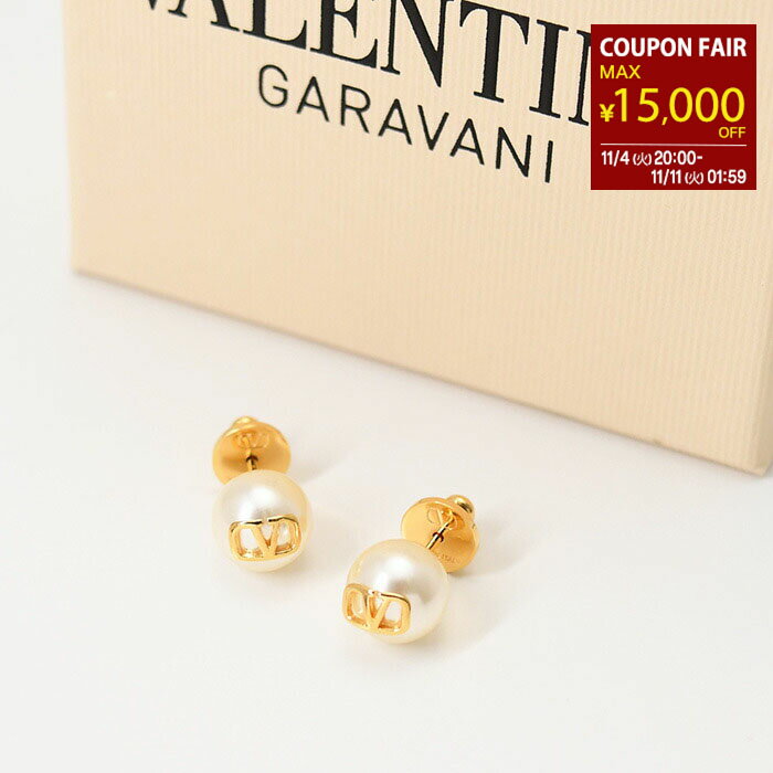 楽天セレクトショップFELICE【最大15,000円オフクーポン配布中】VALENTINO ヴァレンティノ ピアス アクセサリー ジュエリー 1W2J0E35 UXM シグネチャー パールピアス ゴールド ロゴ メタル イヤリング レディース オケージョン