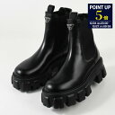 【ポイント5倍!】PRADA プラダ ブーツ 靴 1T256NB4L モノリス ブラッシュドレザー チェルシーブーツ レディース ブラック 黒 サイドゴア 厚底