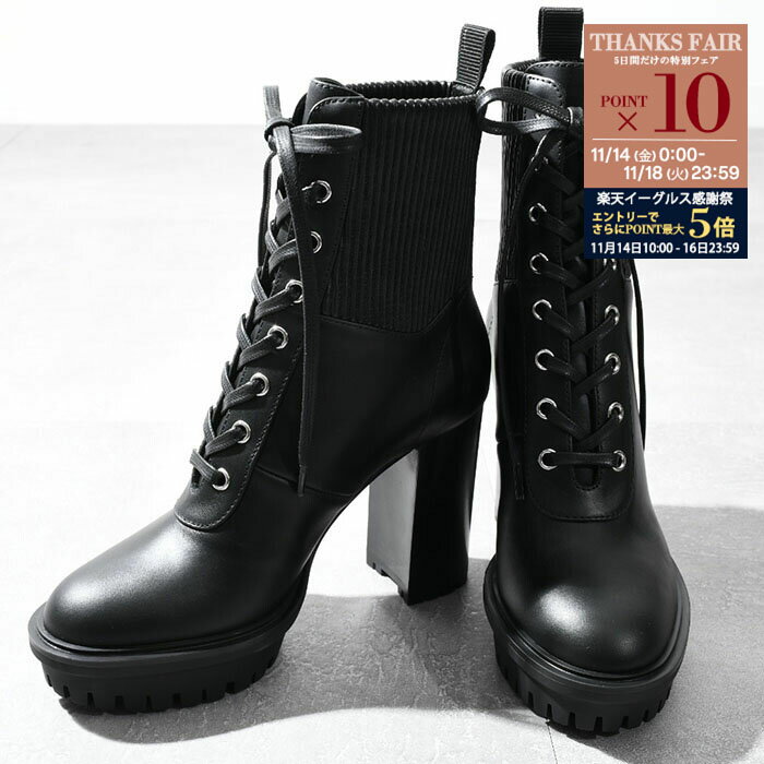 【P10倍対象＆金土日限定クーポン配布中】GIANVITO ROSSI ジャンヴィト ロッシ ブーツ MARTIS レースアップ ブーツ G73833 70CUO ブラック レディース アンクルブーツ ストレッチリブ ブーティ ヒール