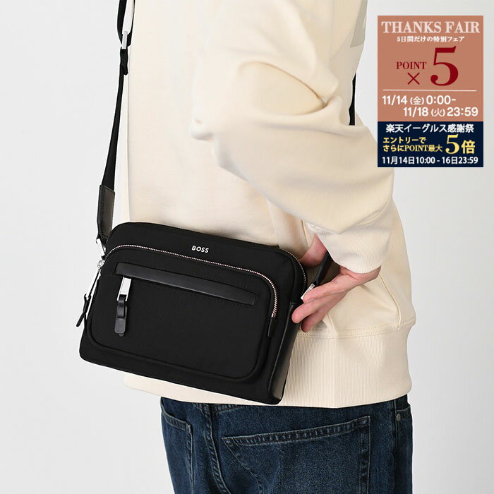 【P5倍対象＆金土日限定クーポン配布中】HUGO BOSS ヒューゴボス バッグ HIGHWAY N POCKET EW ショルダーバッグ 50548010 メンズ ブラック ポリエステル 調節可能ストラップ ジッパー開閉(4)