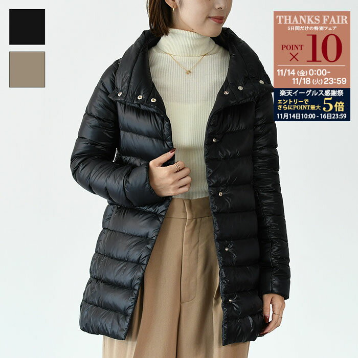 【P10倍対象＆金土日限定クーポン配布中】HERNO ヘルノ アウター ダウンジャケット AMELIA PI0505DIC12017 ミドル丈 ダウン コート 軽量 レディース 防寒 ボタン ライト ダウン ブラック パールグレー