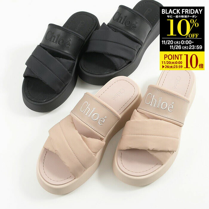 【10％OFFクーポン＆P10倍】CHLOE クロエ サンダル シューズ サンダルスリッパ MILA レザー ナイロンス..