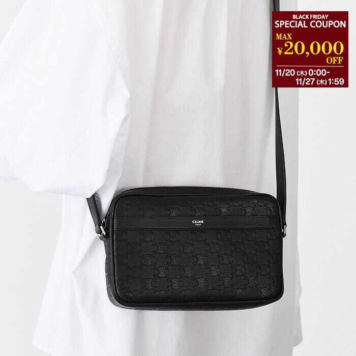【BLACK FRIDAYクーポン配布中】CELINE セリーヌ バッグ ショルダーバッグ ミディアム メッセンジャー バッグ 117003FS3 メンズ 黒 ブラック トリオンフ レザー カーフ エンボス ロゴ(4)