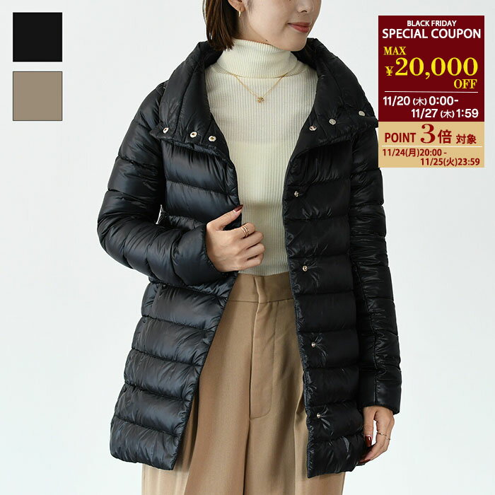 【28時間限定P3倍＆クーポン】HERNO ヘルノ アウター ダウンジャケット AMELIA PI0505DIC12017 ミドル丈 ダウン コート 軽量 レディース 防寒 ボタン ライト ダウン ブラック パールグレーのサムネイル