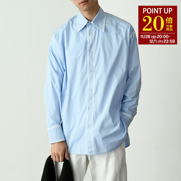 楽天セレクトショップFELICE【P20倍対象商品】MM6 MAISON MARGIELA エムエムシックス メゾン マルジェラ シャツ トップス フェード コットンポプリンシャツ SH0DT0008 S47294 メンズ ライトブルー ボタンシャツ コットン ステッチ
