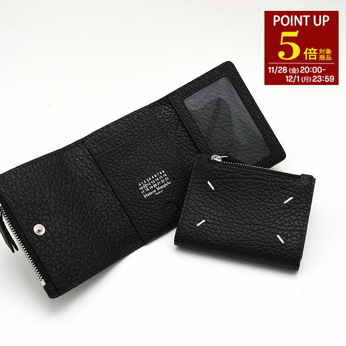 楽天セレクトショップFELICE【P5倍対象商品】MAISON MARGIELA メゾン マルジェラ カードケース 三つ折り ZIP付き SA2UI0012 P4455 メンズ ユニセックス ブラック レザー