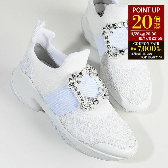 【P20倍対象＆クーポン】Roger Vivier ロジェ ヴィヴィエ スニーカー スリッポン 靴 RVW50624180KOT ヴィヴ ラン ストラスバックルシューズ レディース ホワイト クリスタル ランニングシューズ