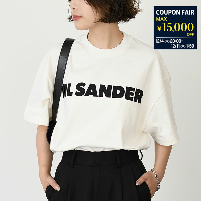 【最大15,000円オフクーポン】JILSANDER ジルサンダー オーバーサイズ ロゴ コットン Tシャツ ロゴT レディース NATURAL WHITE ホワイト J03GC0137 J45148 半袖