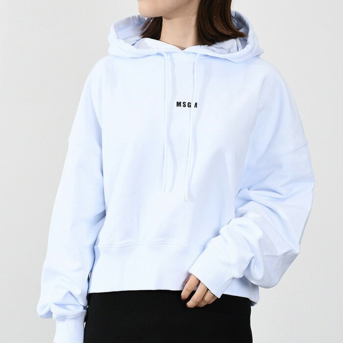 【訳あり】 MSGM エムエスジーエム パーカー MSGM MSGM ショート丈 ロゴプリント フーディ 2000 MDM509 クロップド レディース WHITE ホワイト 白 コットン おすすめ LAST1