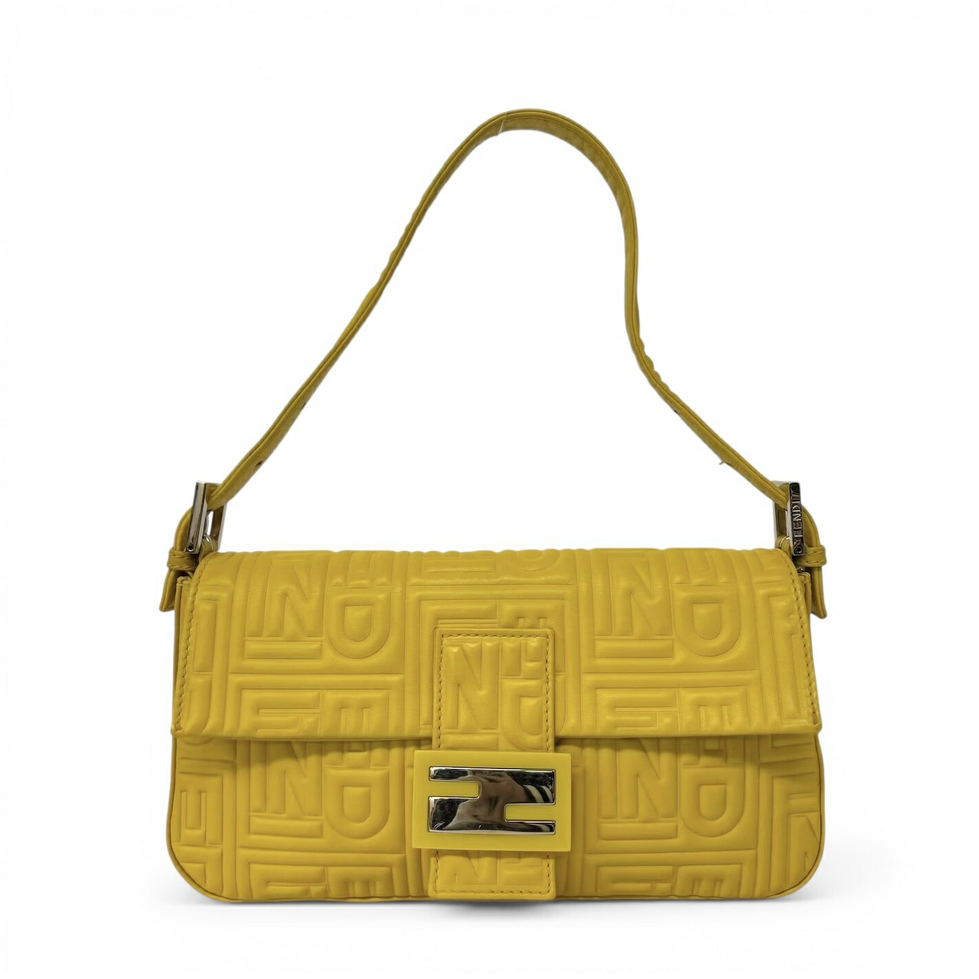 FENDI - FENDI フェンディ ズッカ マンマバケット イエロー ゴールド金具 レザー 8BR600 ショルダーバッグ メッセンジャーバッグ メンズ