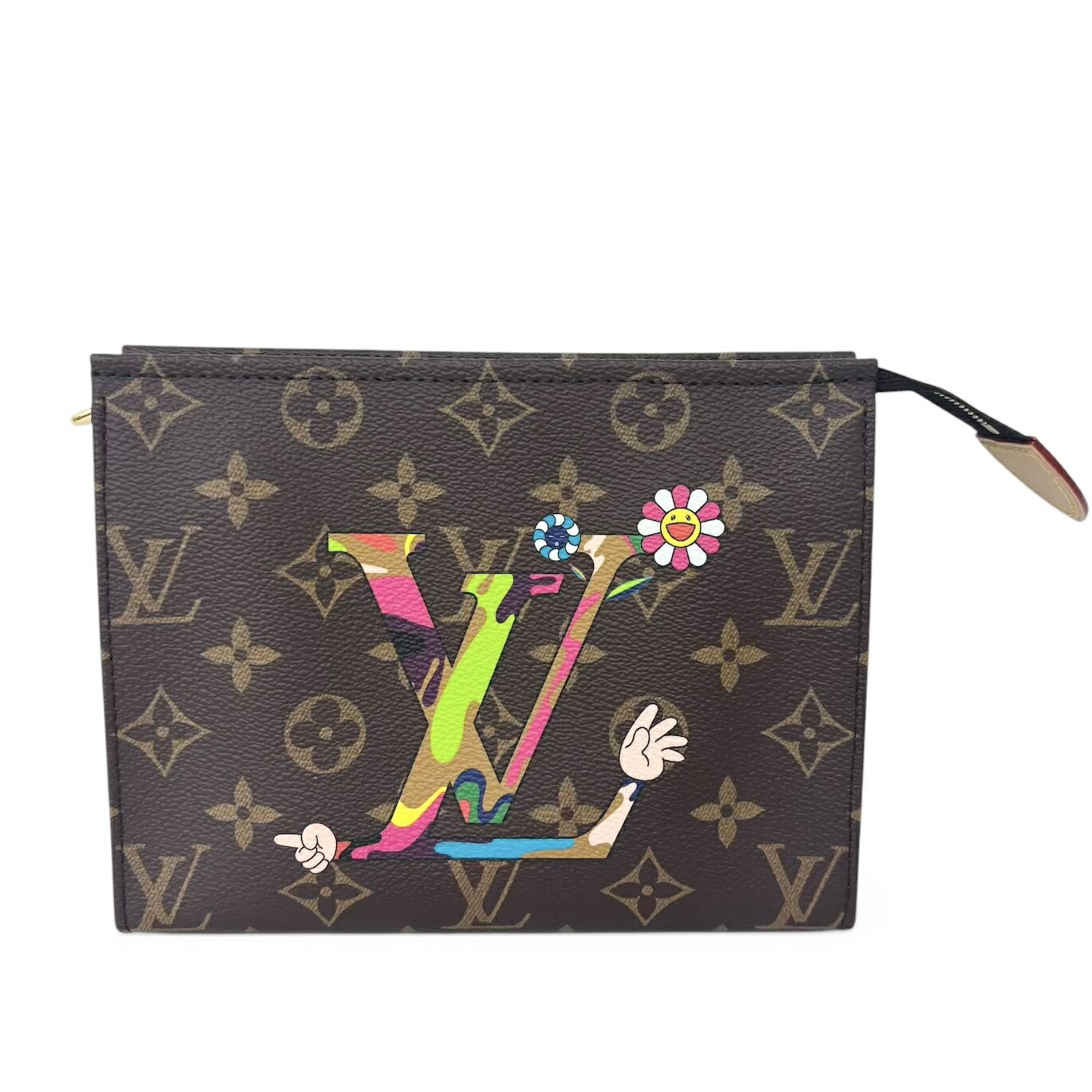 LOUIS VUITTON ルイヴィトン LV × TM トリオ ポッシュ トワレ ポーチ M13762 モノグラム LVハンド 新作 村上隆　ICチップ確認できず