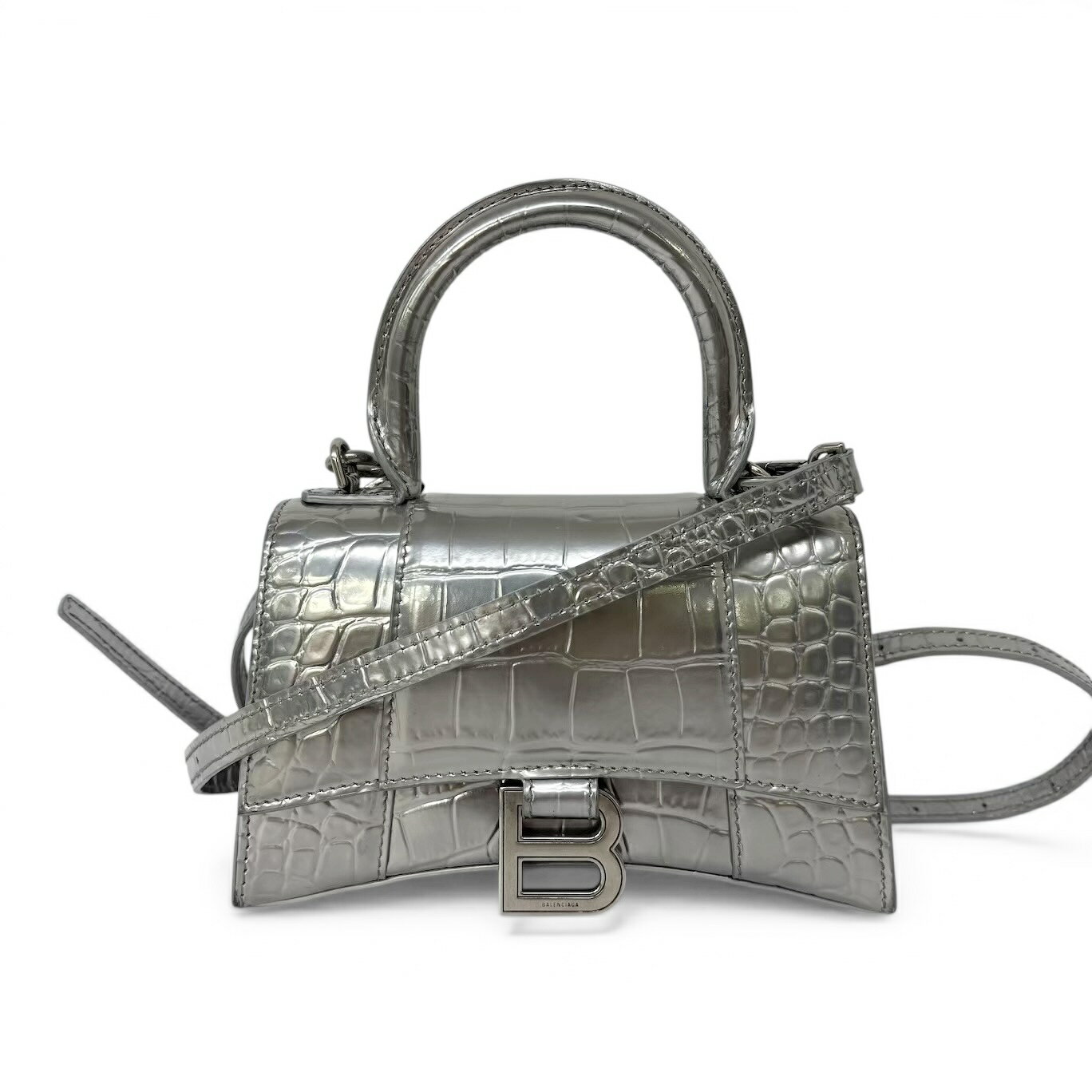 【希少】BALENCIAGA BB刺繍 ボストンバッグ　クロコ型押し　大容量 BALENCIAGA（バレンシアガ） ネオ クラシック シティ クロコ型押し