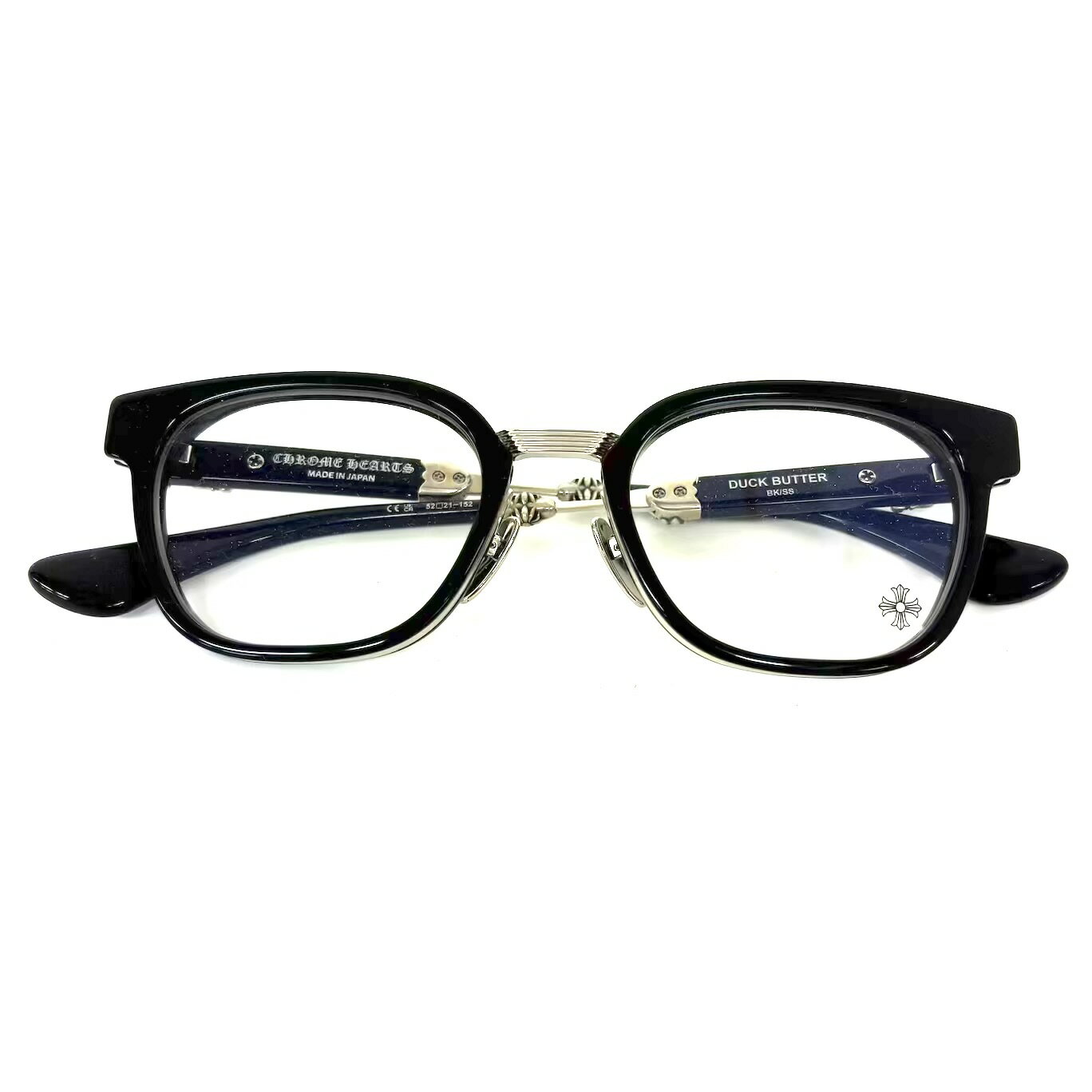 クロムハーツ メガネフレーム メガネ　どなし CHROME HEARTS DUCK BUTTER BK/GP 52サイズ ウェリントン ユニセックス