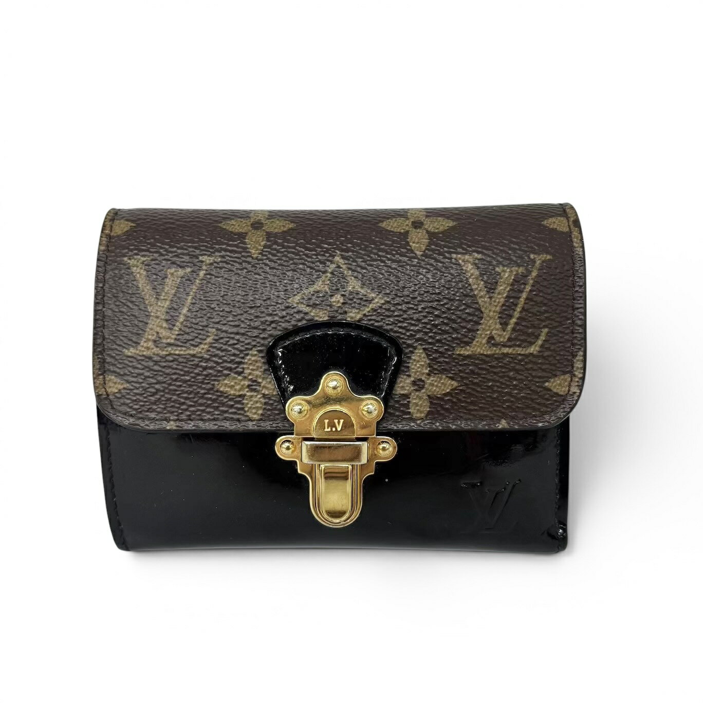 LOUIS VUITTON ルイ ヴィトン モノグラム ポルトフォイユ チェリーウッド コンパクト パテントレザー 3つ折財布 ノワール ブラック M61912