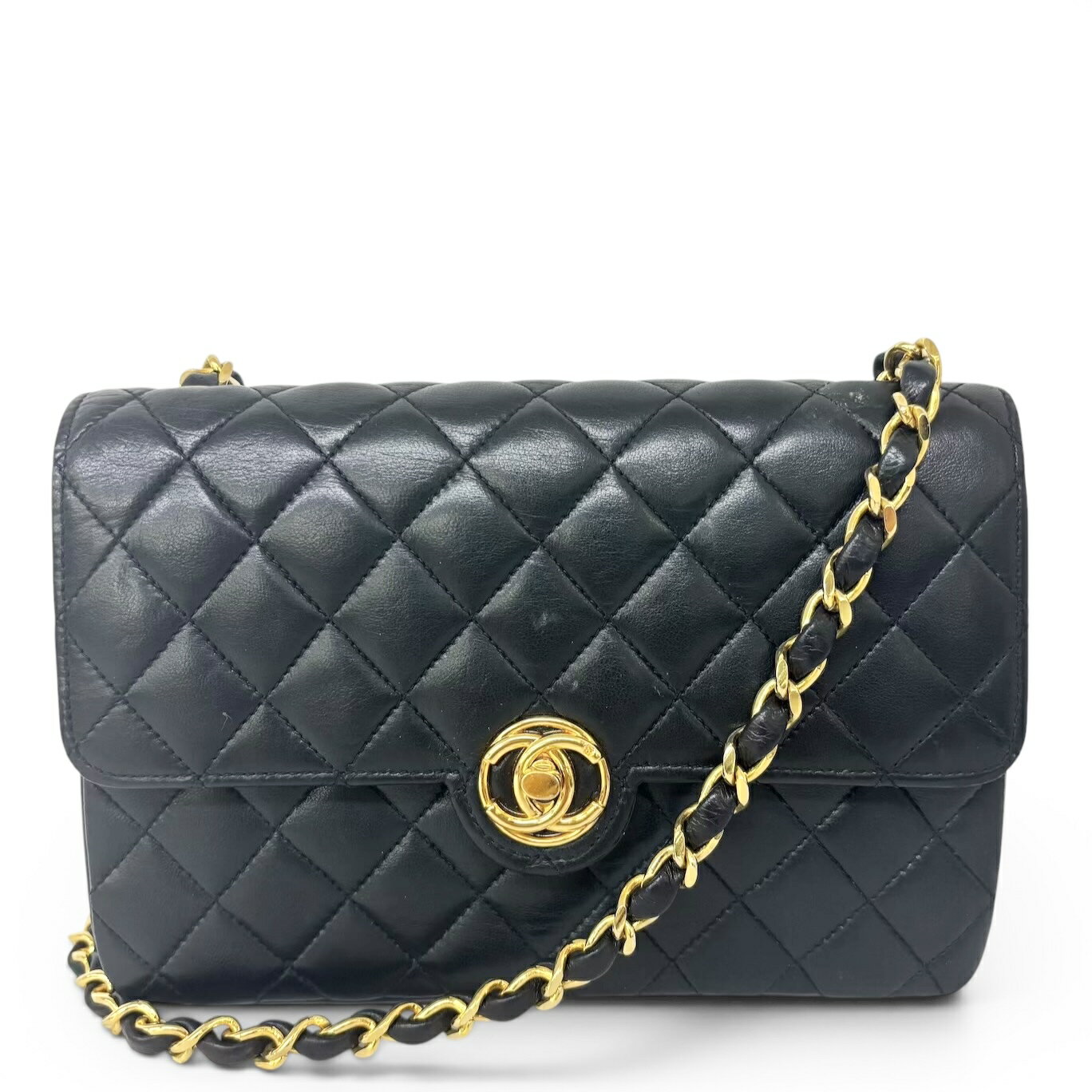 乐天商城 - CHANEL シャネル マトラッセチェーンショルダー ココマーク シングルフラップ ブラック×ゴールド金具
