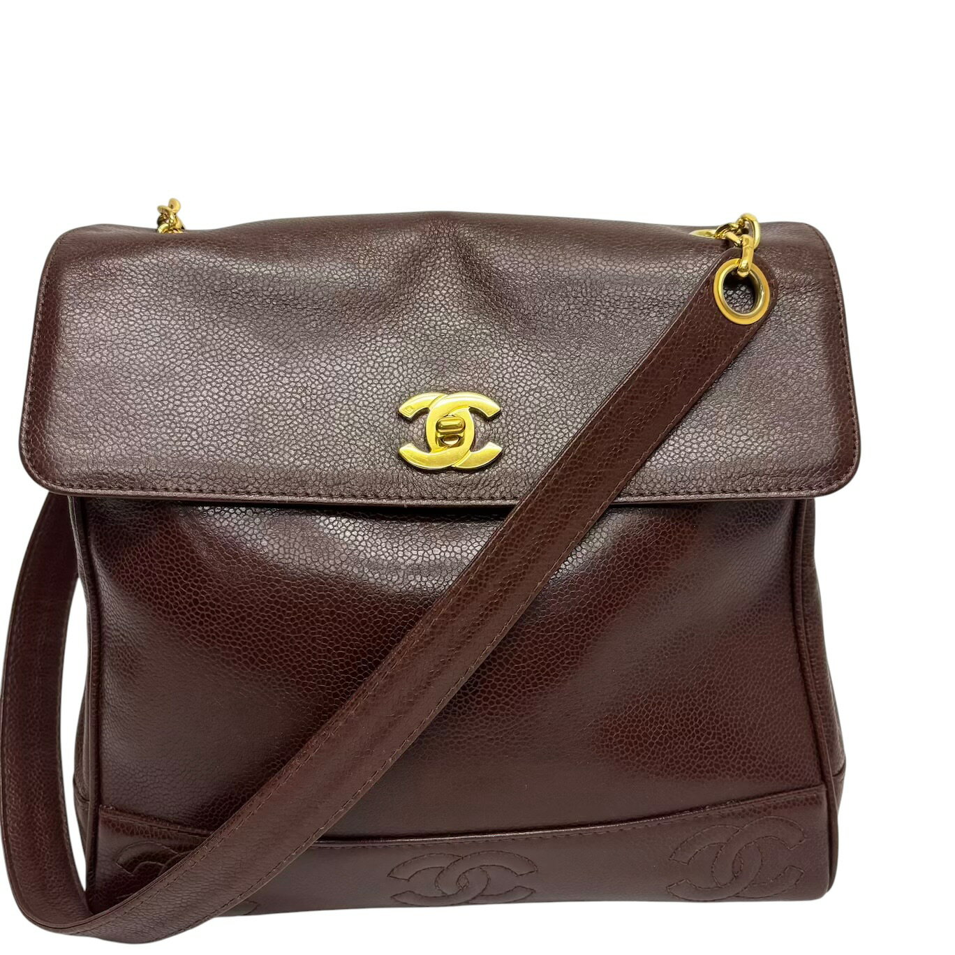乐天商城 - CHANEL シャネル ココマーク トリプルココ ワンショルダー ショルダーバッグ キャビアスキン ボルドー ゴールド金具　4番台