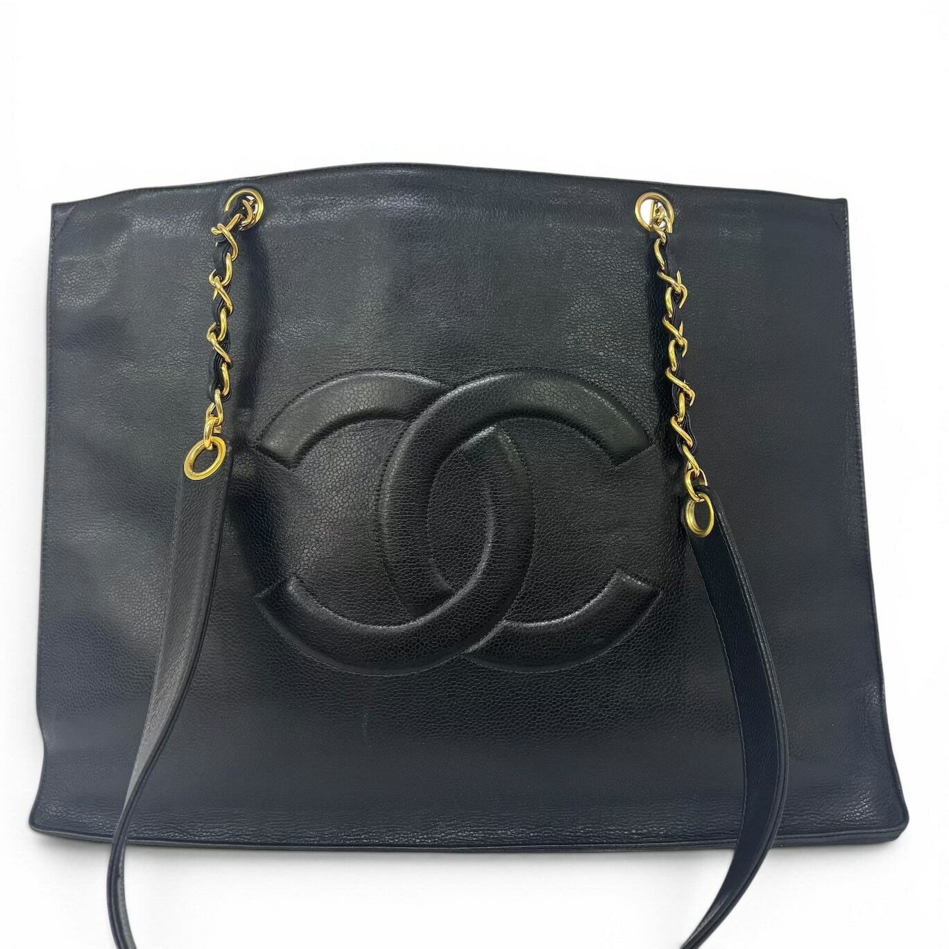 乐天商城 - CHANEL シャネル ココマーク ラージトート チェーンショルダーバッグ レザー ブラック ゴールド金具 レディース