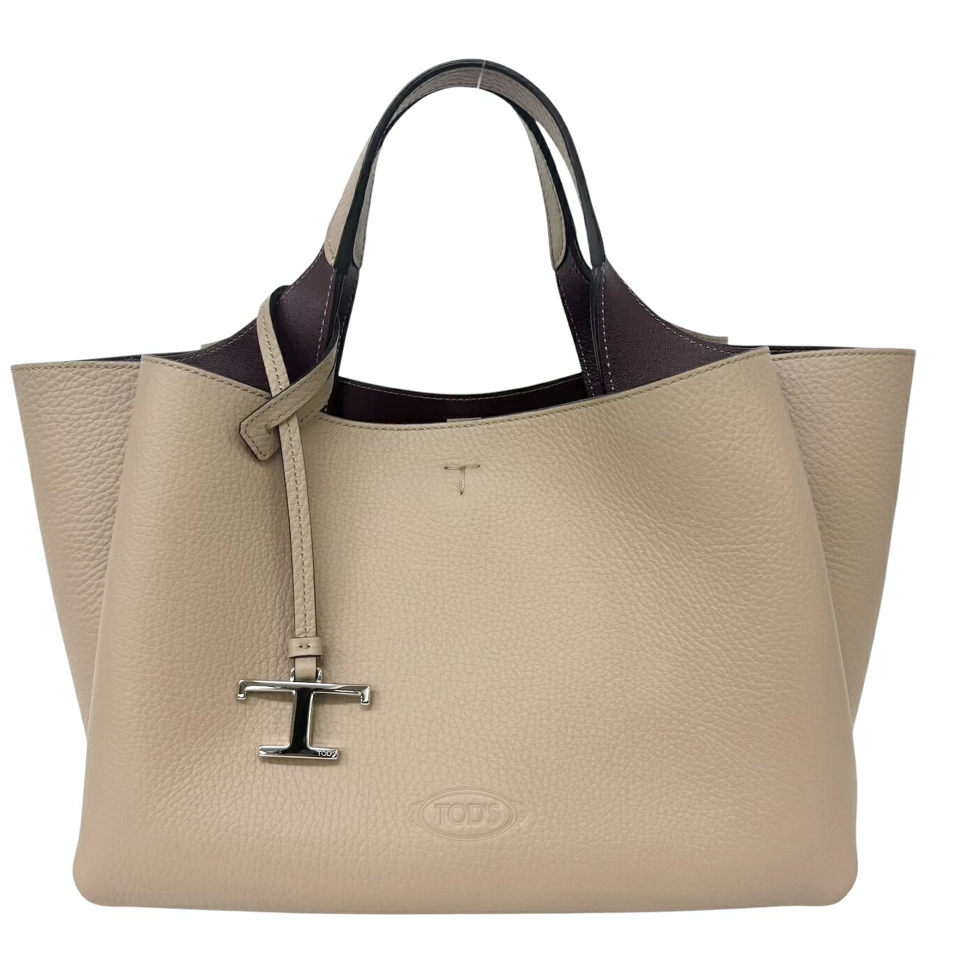 TOD’S トッズ ミニ Tタイムレス トートバッグ 2WAY ショルダーバッグ レザー ベージュ系 レディース