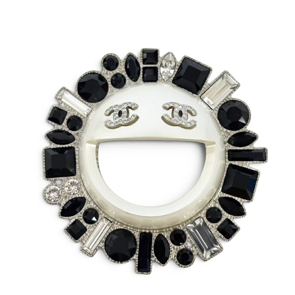 乐天商城 - CHANEL シャネル ココマーク ブローチ メタル ラインストーン シルバー ブラック レディース
