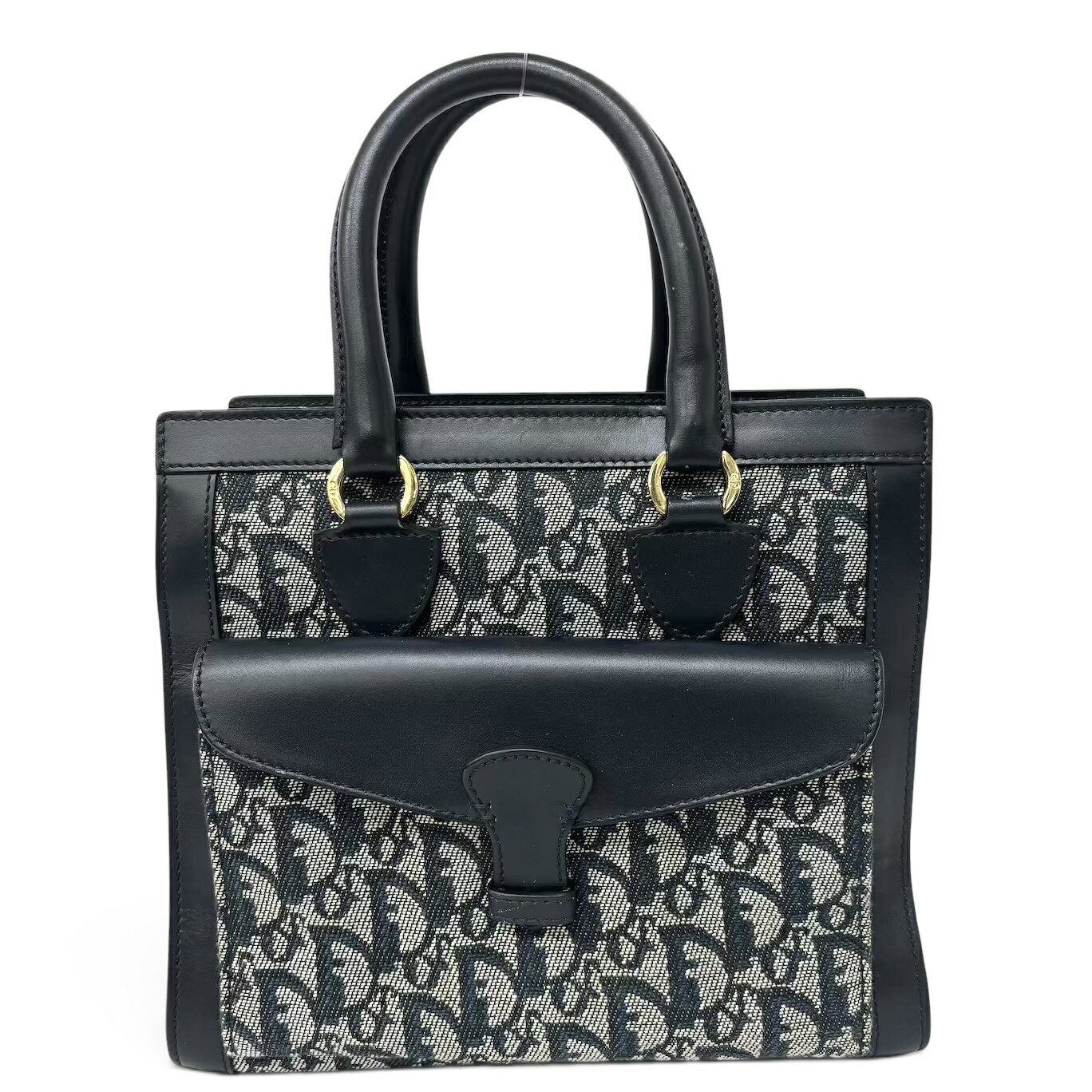 乐天商城 - Christian Dior クリスチャンディオール トロッター ハンドバッグ レザー ブラック グレー シルバー金具 レディース