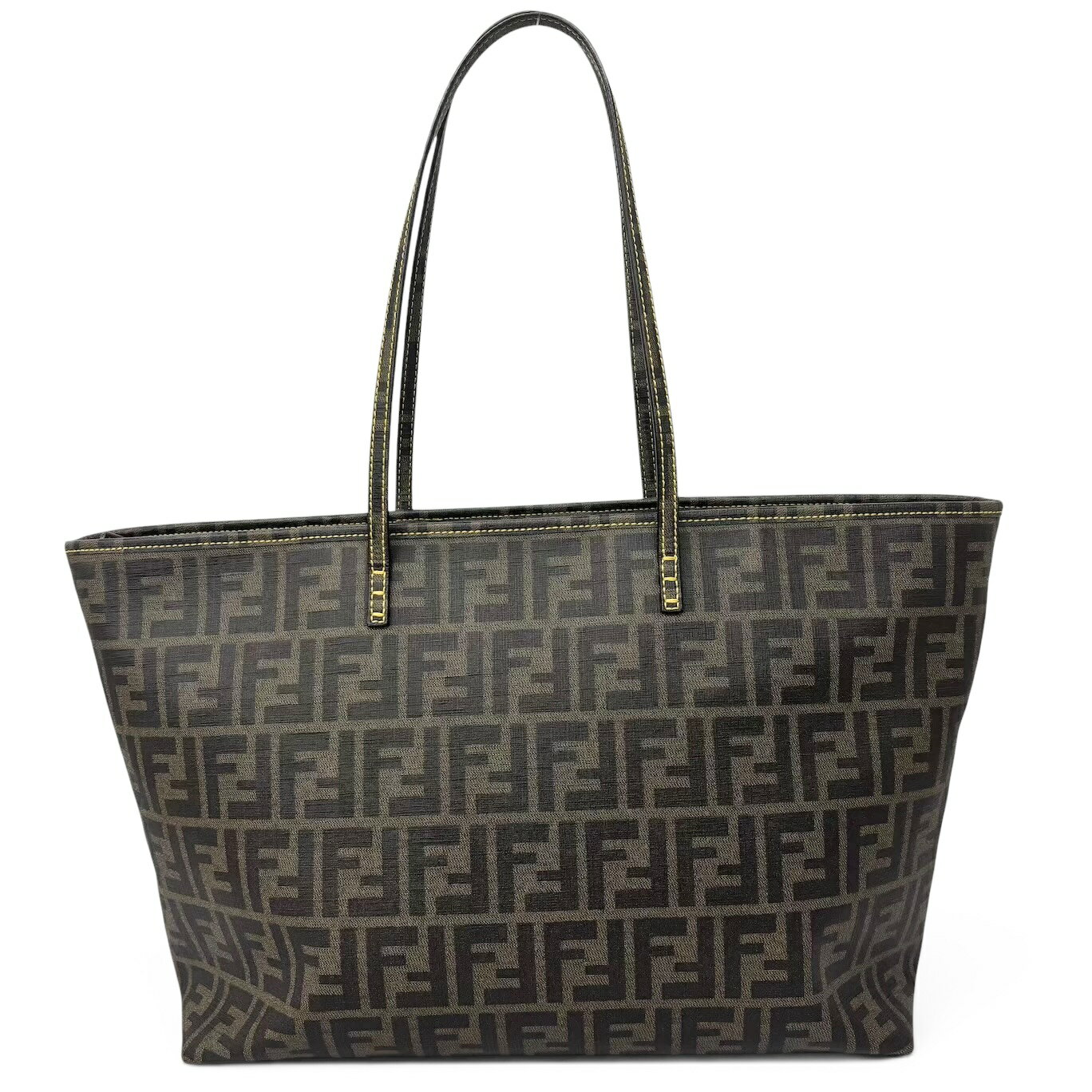 乐天商城 - FENDI フェンディ ズッカ柄 ロールバッグ PVC トートバッグ ブラウン レディース