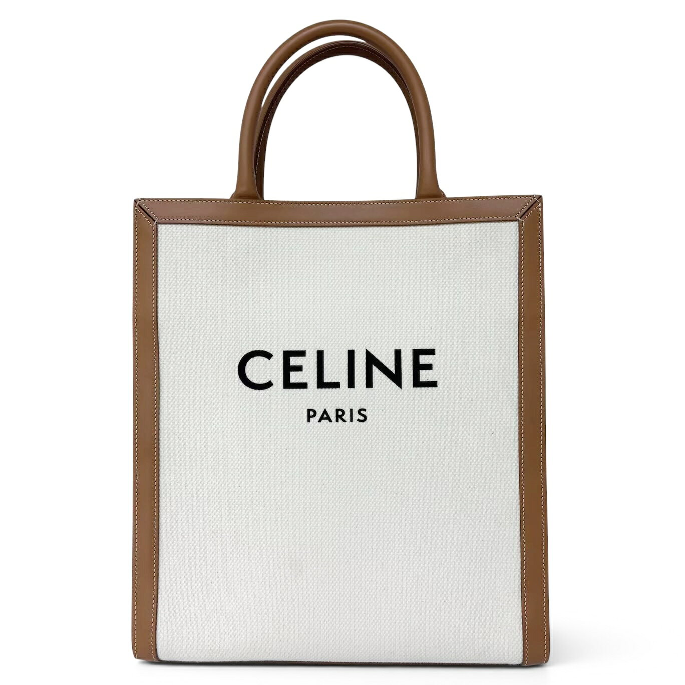 乐天商城 - CELINE セリーヌ スモール バーティカル カバ 2WAYバッグ キャンバス レザー ナチュラル タン レディース