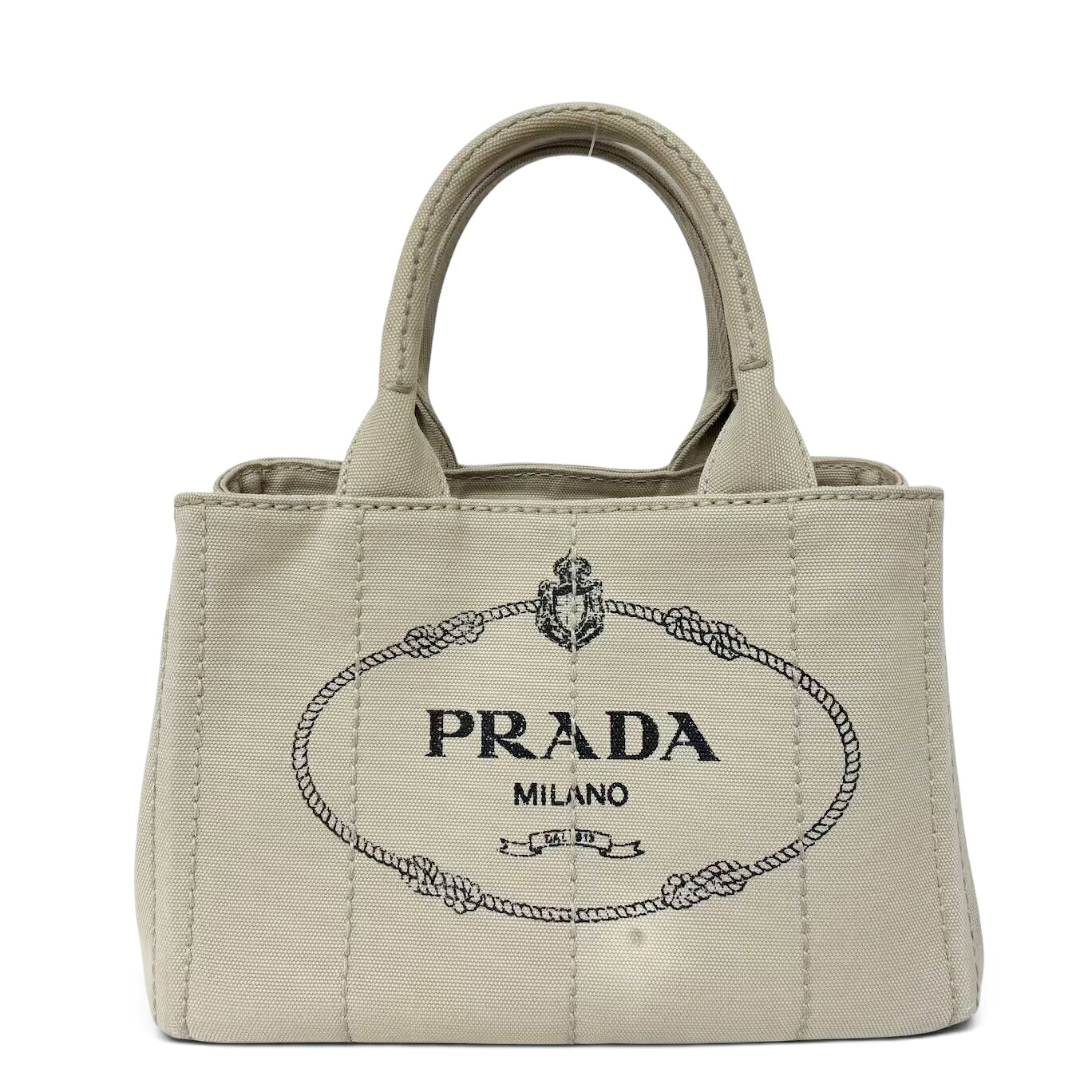 PRADA プラダ 1BG439 カナパ ミニ 2WAY ハンドバッグ ショルダーバッグ キャンバス ベージュ ゴールド金具 レディース