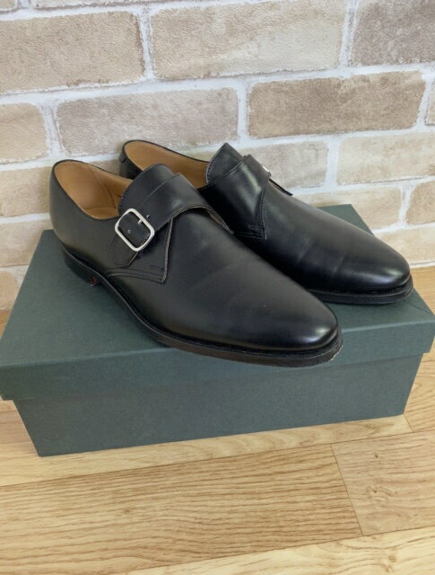 【中古】 英国製 箱アリ Crockett & Jones クロケットアンドジョーンズ シューズ MALVERN モンク ストラップ 革靴 BEAMSF 別注 ブラック 6E 33848685