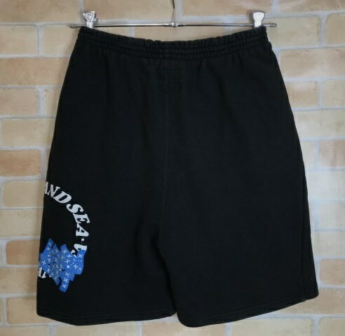 【中古】WIND AND SEA×GOD SELECTION XXX ウィンダンシー×ゴッド セレクション トリプルエックス スウェットハーフパンツ ロゴショートパンツ ブラック M 44825434