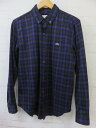 【中古】LACOSTE ラコステ 長袖襟シャツ チェックジャージシャツ CH8406 パープル M 991844322