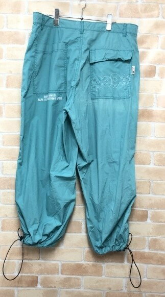 【中古】 A BATHING APE×9090 アベイシングエイプ WOVEN PANT AAPPTM9601XX グリーン L 111427830
