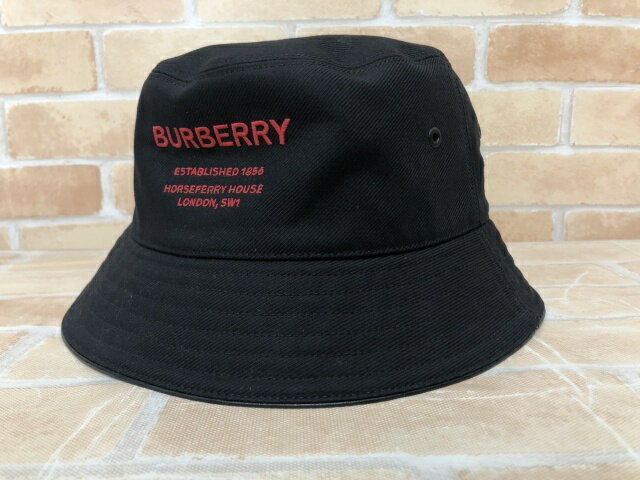 【中古】 BURBERRY バーバリー ロゴバケットハット ブラック XL 111429025