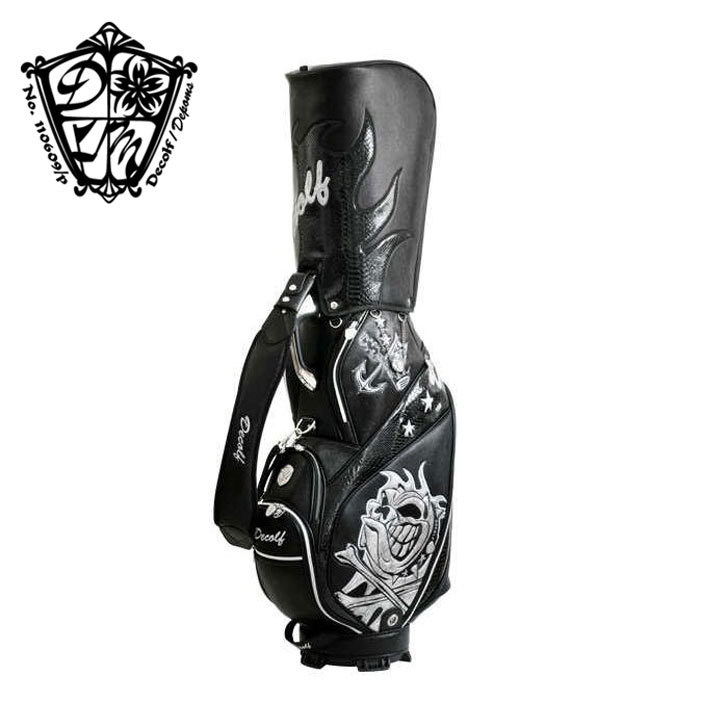 【送料無料】【DECOLF】デコルフ ゴルフ DMC-001 スカル キャディバッグ メンズ 合皮 ゴルフバッグ かっこいい おしゃれ レア ブラック 黒 誕生...