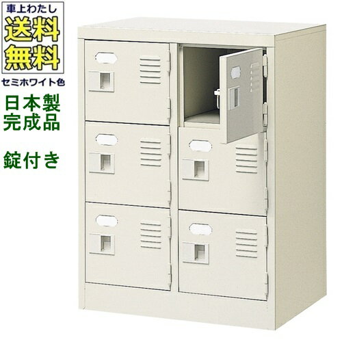 6人用シューズボックス/スチールロッカー【カギ付き（2本）/中棚なし】/名札差し付/日本製/完成品セミ..