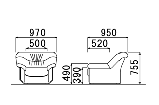 【送料無料/車上渡し】1人用ソファ4点シエル 応接セット応接4点セット応接アームチェア4点ブラック・ダークブラウン選択(RE-2151 V4 ×4)【ビニールレザー張り】 [2]
