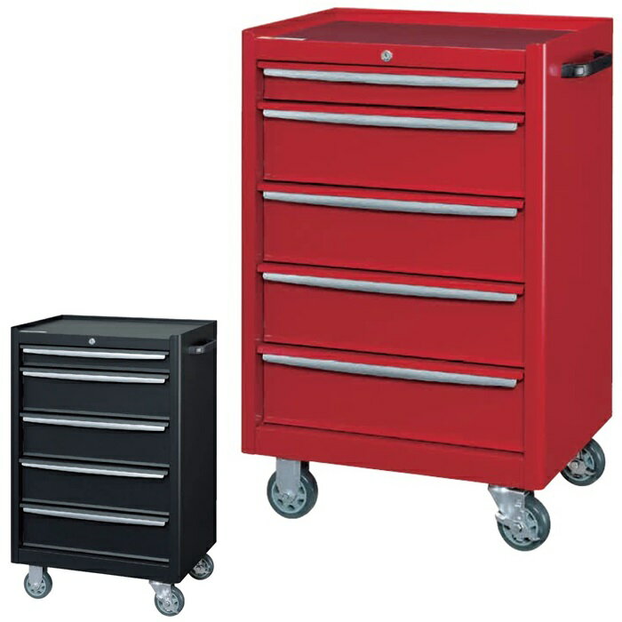 【送料無料/車上渡し】ワゴン/5段ツールケースワゴン　全2色レッド/ブラック法人様限定販売工場備品/工場家具/作業所完成品ヤマキン/YamaKin/業務用/事務用